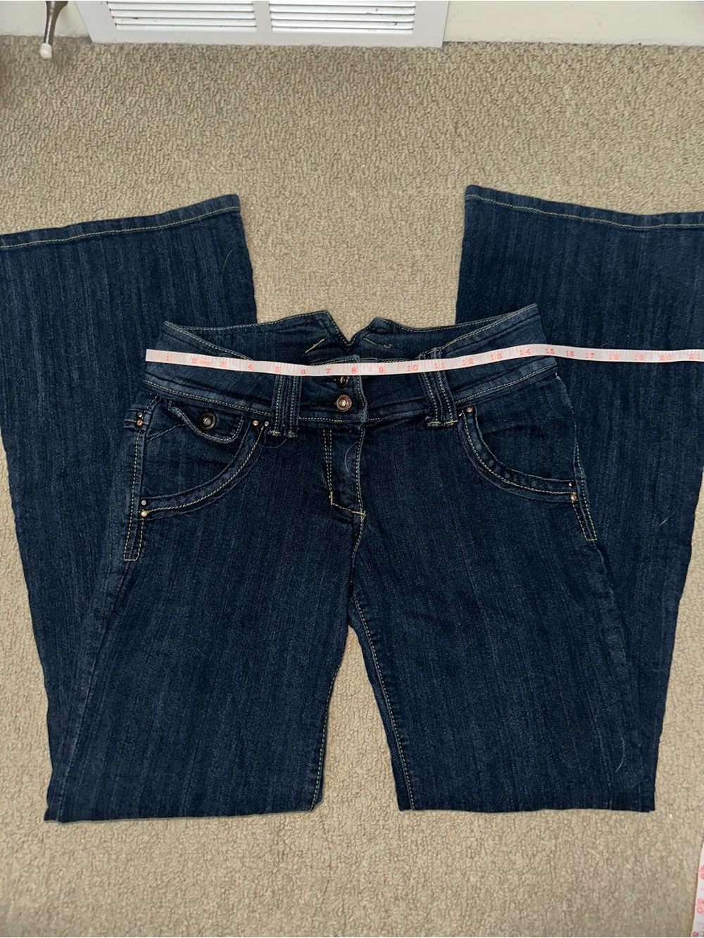 Women’s Dark Blue Low Rise Flared Jeans